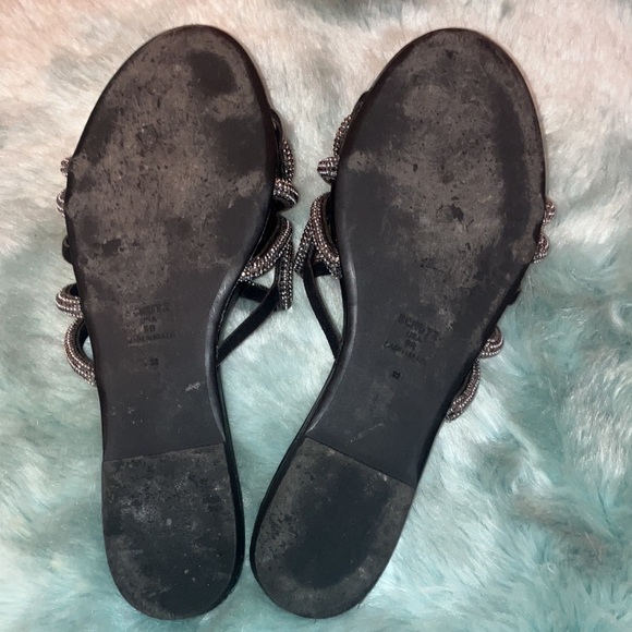Rrhinestones leather Schutz flat slides sz 9. - Picture 7 of 7